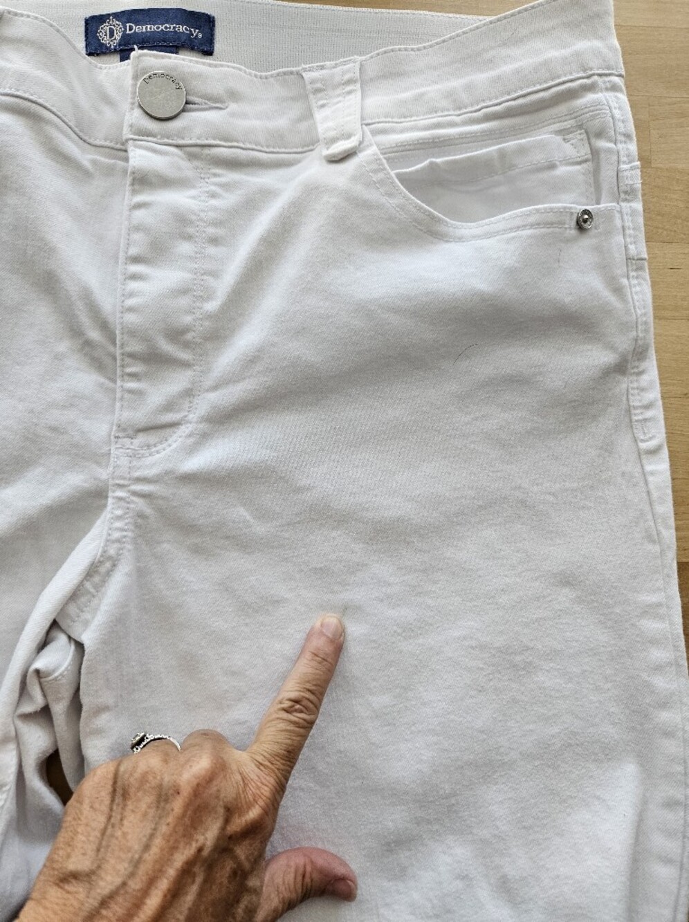 Democracy Ab Solution Womens White Cropped Jeans Sz 16p Stretch Coastal Classic - Picture 6 of 13